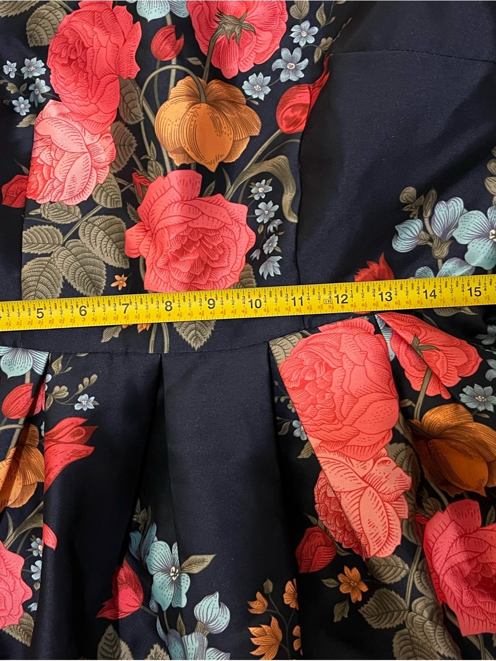 Chi Chi London Navy Floral Fit-and-Flare Dress with Pink Rose Print - Picture 6 of 8
